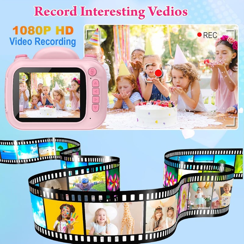 Trayoo Kids Camera Instant Print, 3.5'' Kids Digital Camera Instant with 1080P HD Photos & Videos, Christmas Birthday Gifts for Girls Boys Age 3-12 (Pink) - Image 3